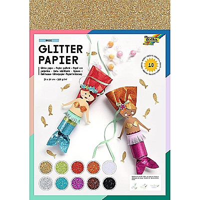 Glitter papir razne boje, 170 g/m2,  240 x 340 mm, pak 1/10 kom